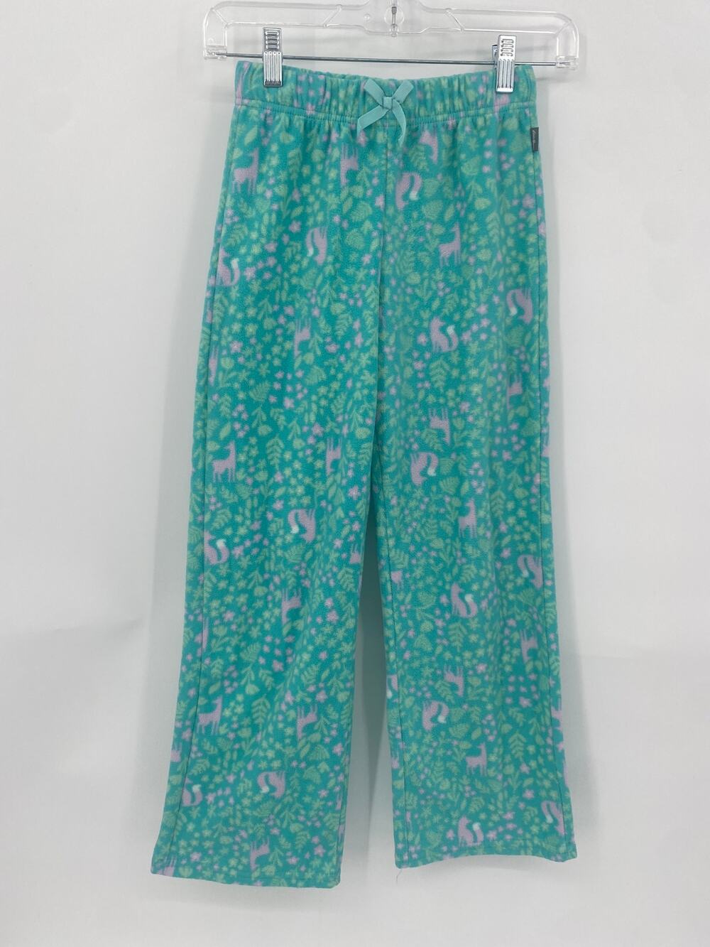 Eddie Bauer Kids Teal Green Fleece Pajama Pants Fox Deer Print M 10/12